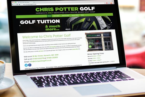 Chris Potter Golf website design - Paul Kirk Design