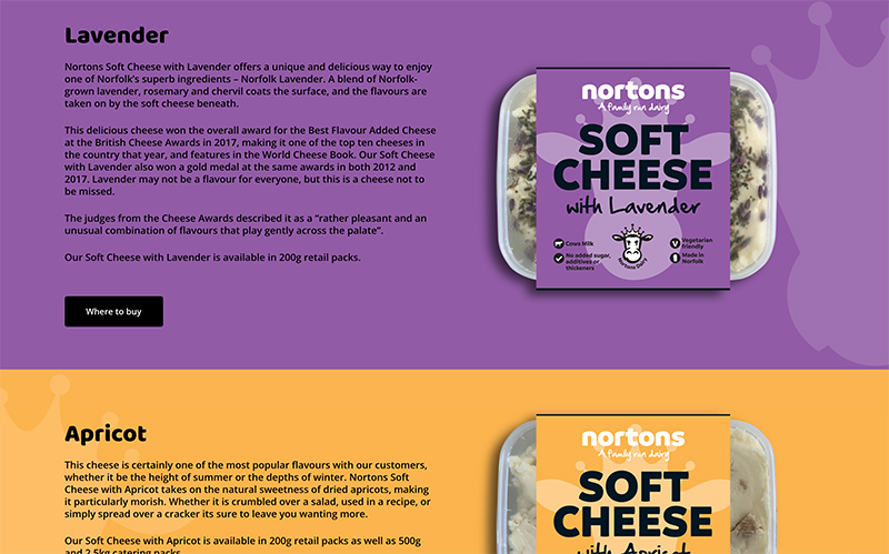 nortons dairy website designed by paulkirkdesign