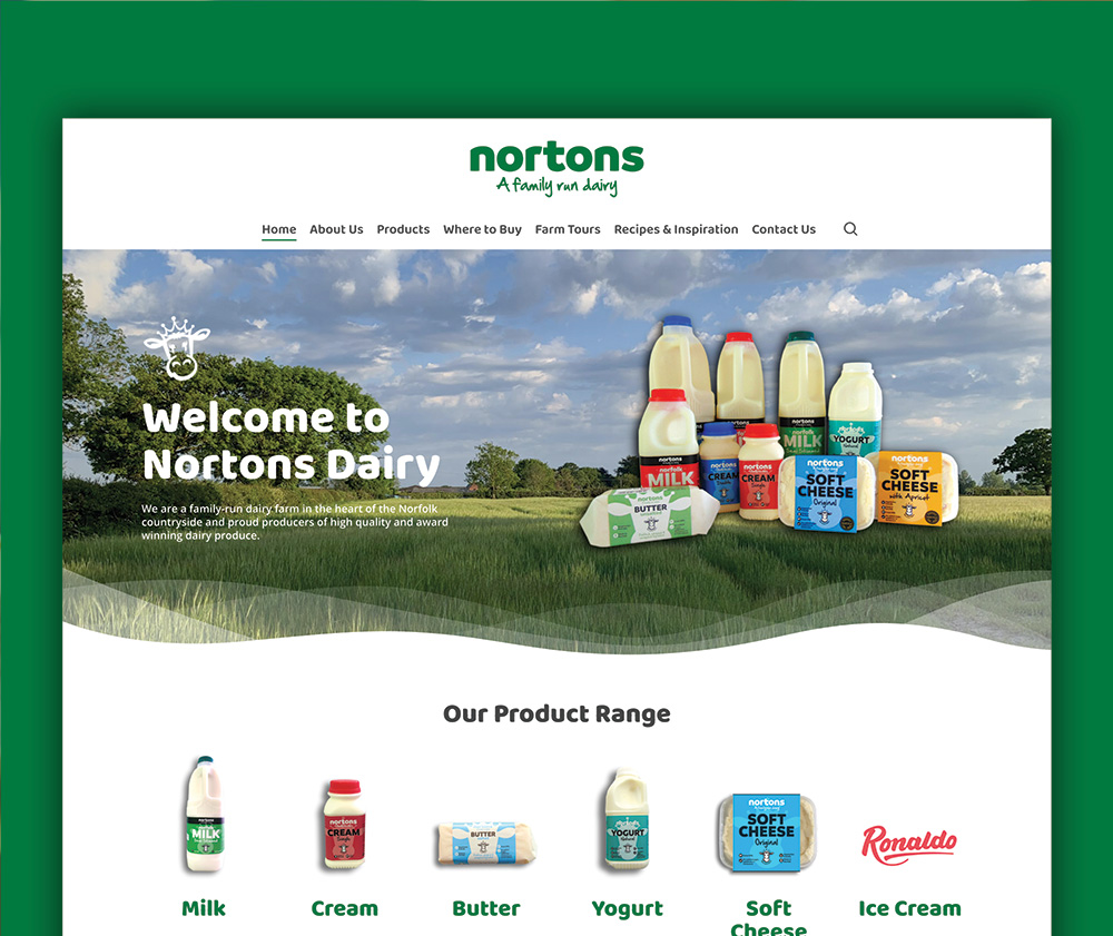 Nortons Dairy website design by Paul Kirk Design