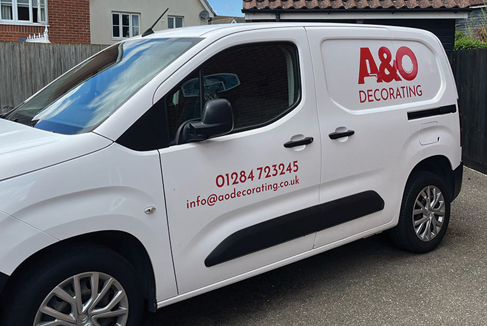 A&O Decorating logo on van - Paul Kirk Design