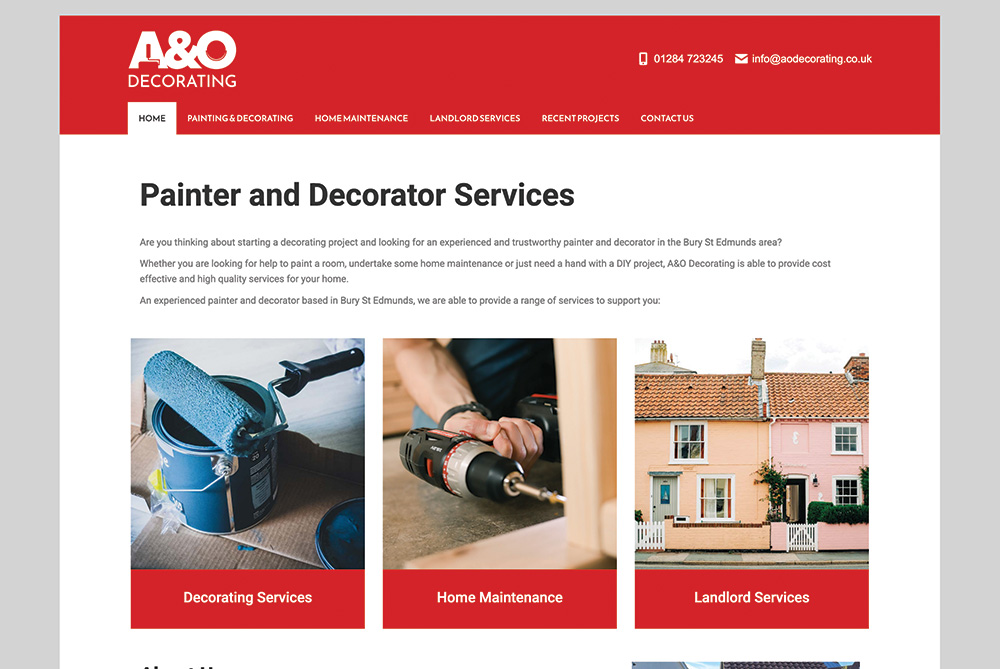 A&O Decorating website - Paul Kirk Design