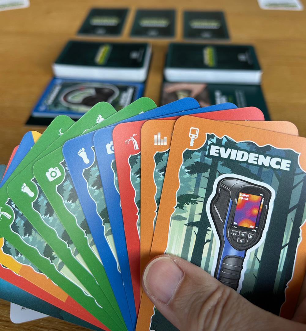 The Hunt for Bigfoot Card Game - play setup - Paul Kirk Design